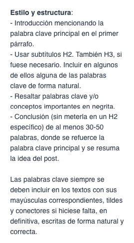 Estilo y estructura en un briefing de contenidos